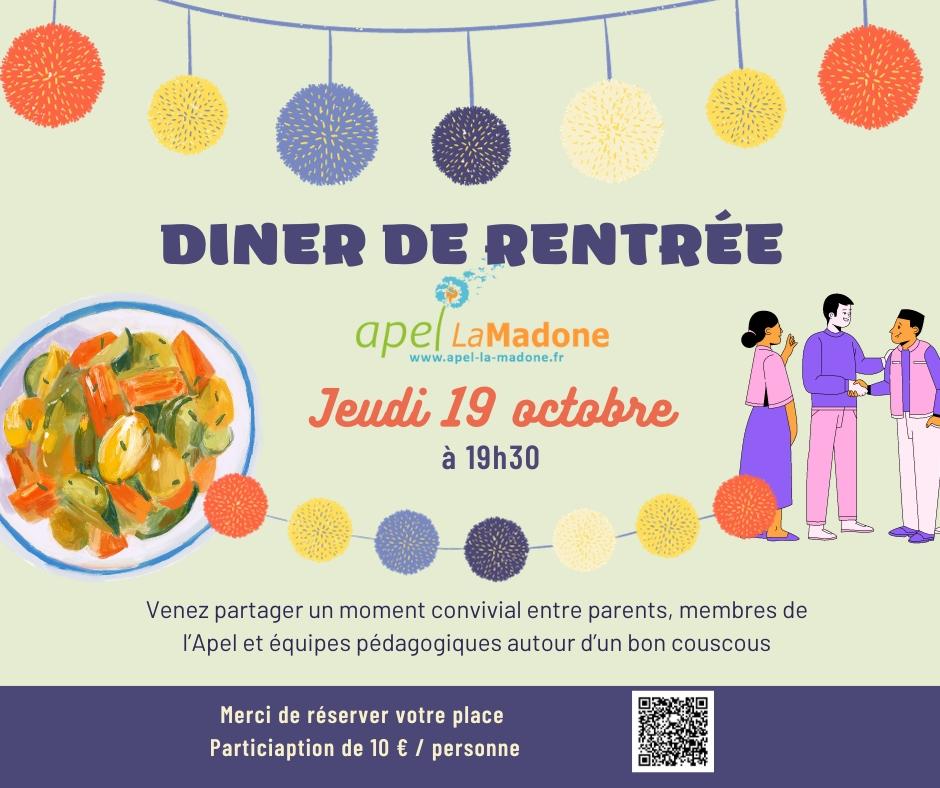 Affiche Diner de rentrée de La Madone